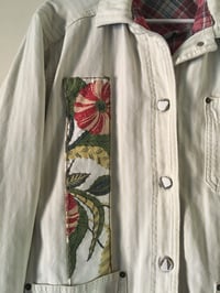 Image of Cream, floral, and flannel field coat