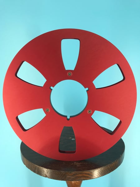 Image of Burlington Recording 1/4" x 10.5" RED Extra Heavy Duty NAB Metal Reel in Red Box - 6 Windows