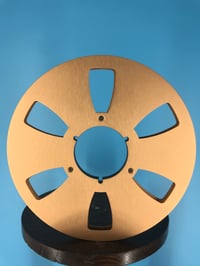 Image 1 of Burlington Recording 1/4" x 10.5" GOLD Extra Heavy Duty NAB Metal Reel in Gold Box - 6 Windows