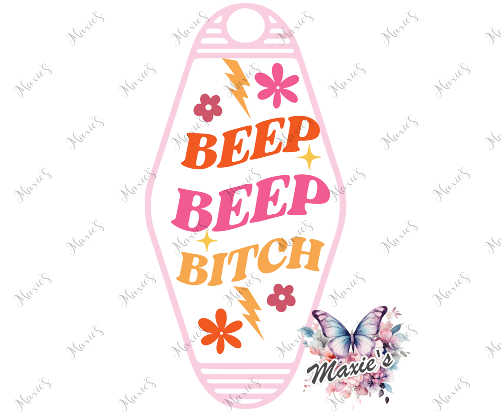 Image of Beep Beep 🚗 Graphic Design UVDTF Motel Keychain Decal 