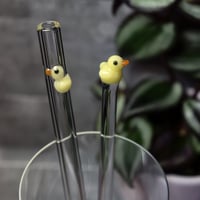 Image 1 of Baby Duck Glass Straw & Stir Stick