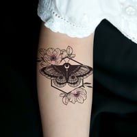 Image 1 of Moth Floral Tattoo