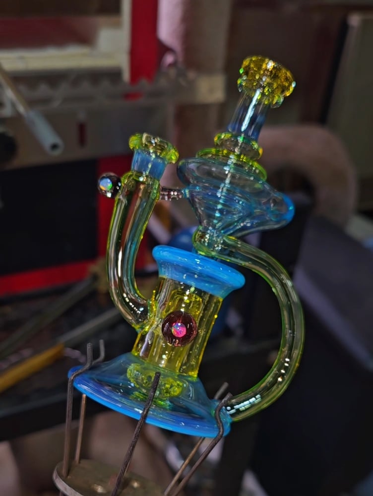 Gher Glass Engris Pattern Recycler With 5 opals Rig - Borosyndicate