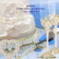 Image 1 of Ivory Gold and Crystal Cake Table Set