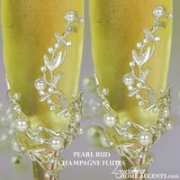 Image 1 of Silver and Pearl Champagne Flutes