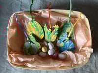 Image 1 of 2D Marbled Wooden Easter Decorations- Set of Five