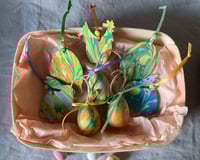 Image 2 of 2D Marbled Wooden Easter Decorations- Set of Five