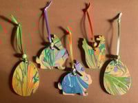 Image 3 of 2D Marbled Wooden Easter Decorations- Set of Five