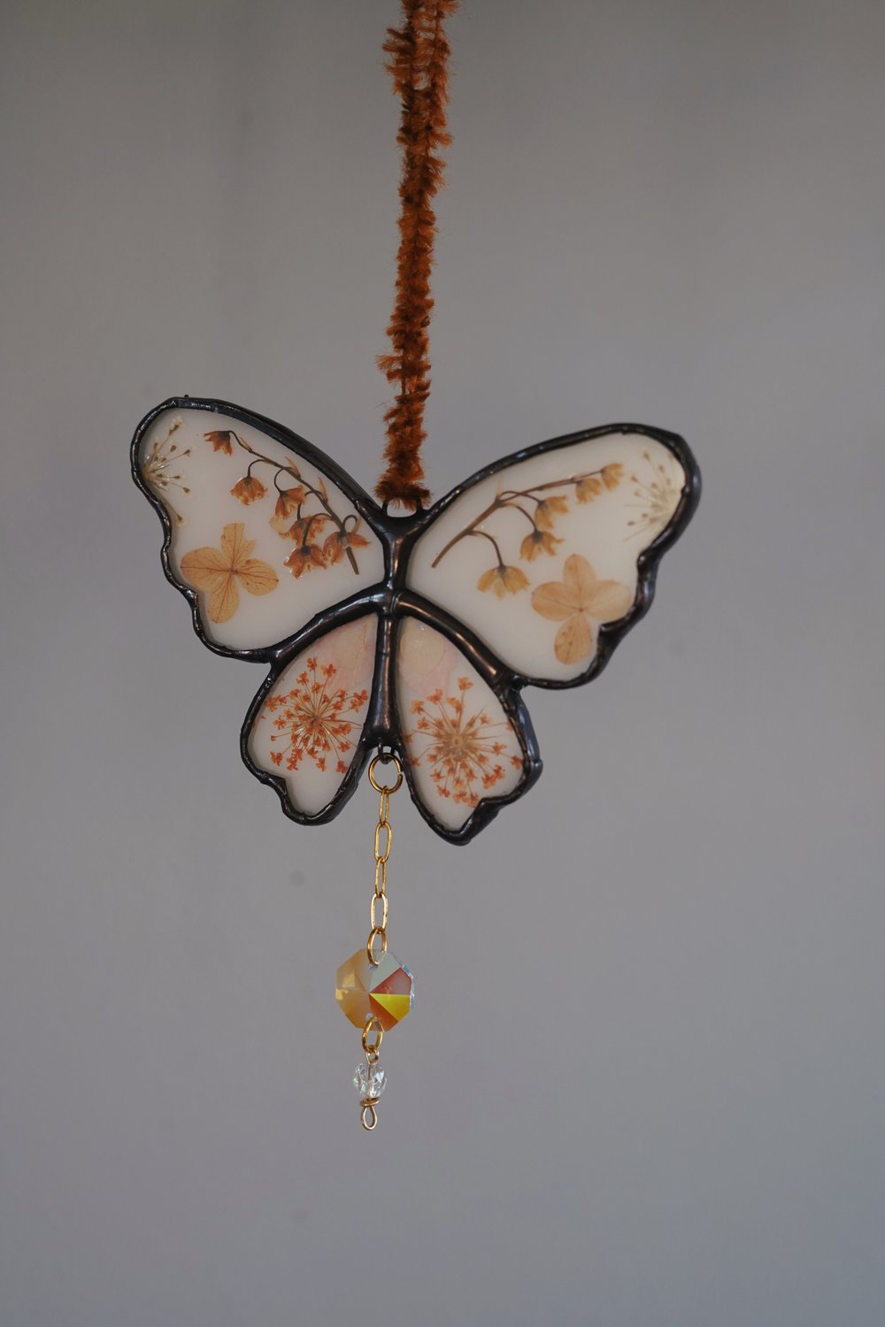 Ivory Pressed Flower Butterfly