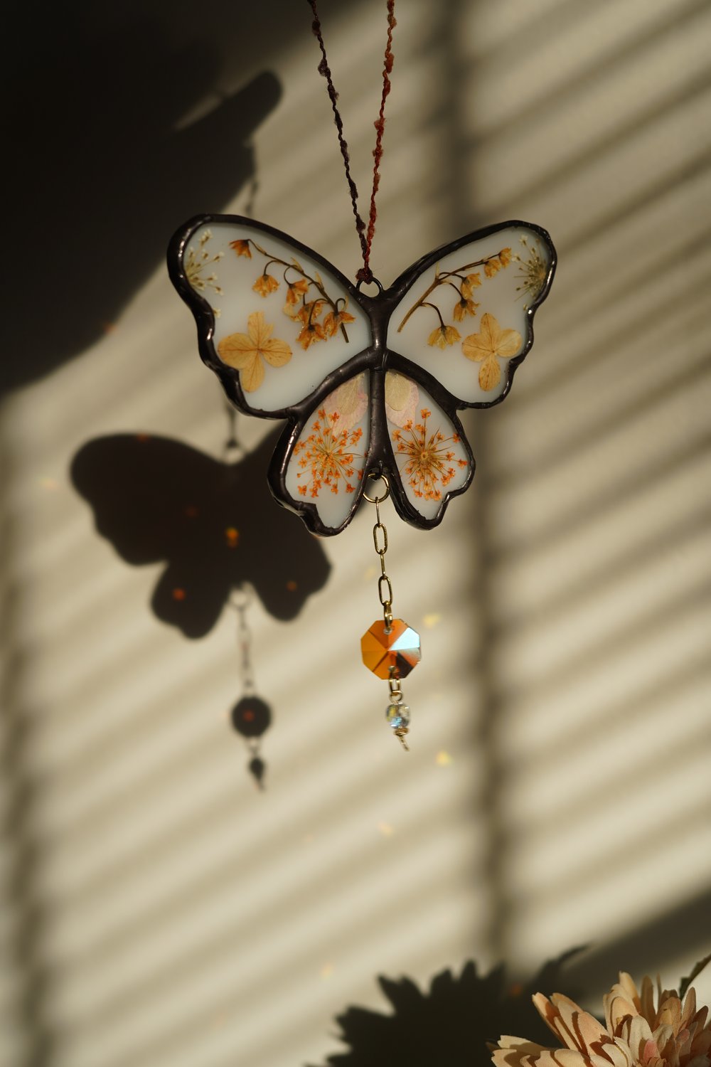 Ivory Pressed Flower Butterfly