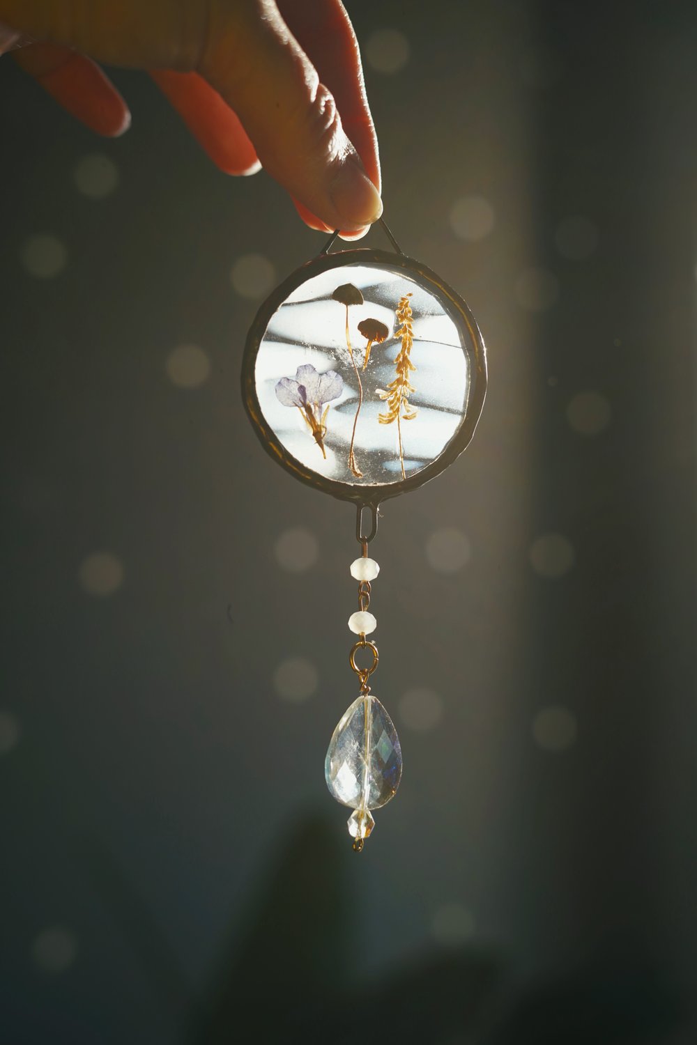 Mini Cloud Glass w/Pressed Mushrooms & Crystals