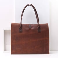 Image 2 of Roll Top Work Tote reddish brown