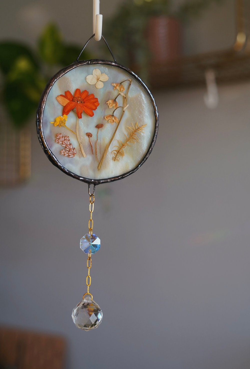 Multicolored Glass w/Pressed Flowers