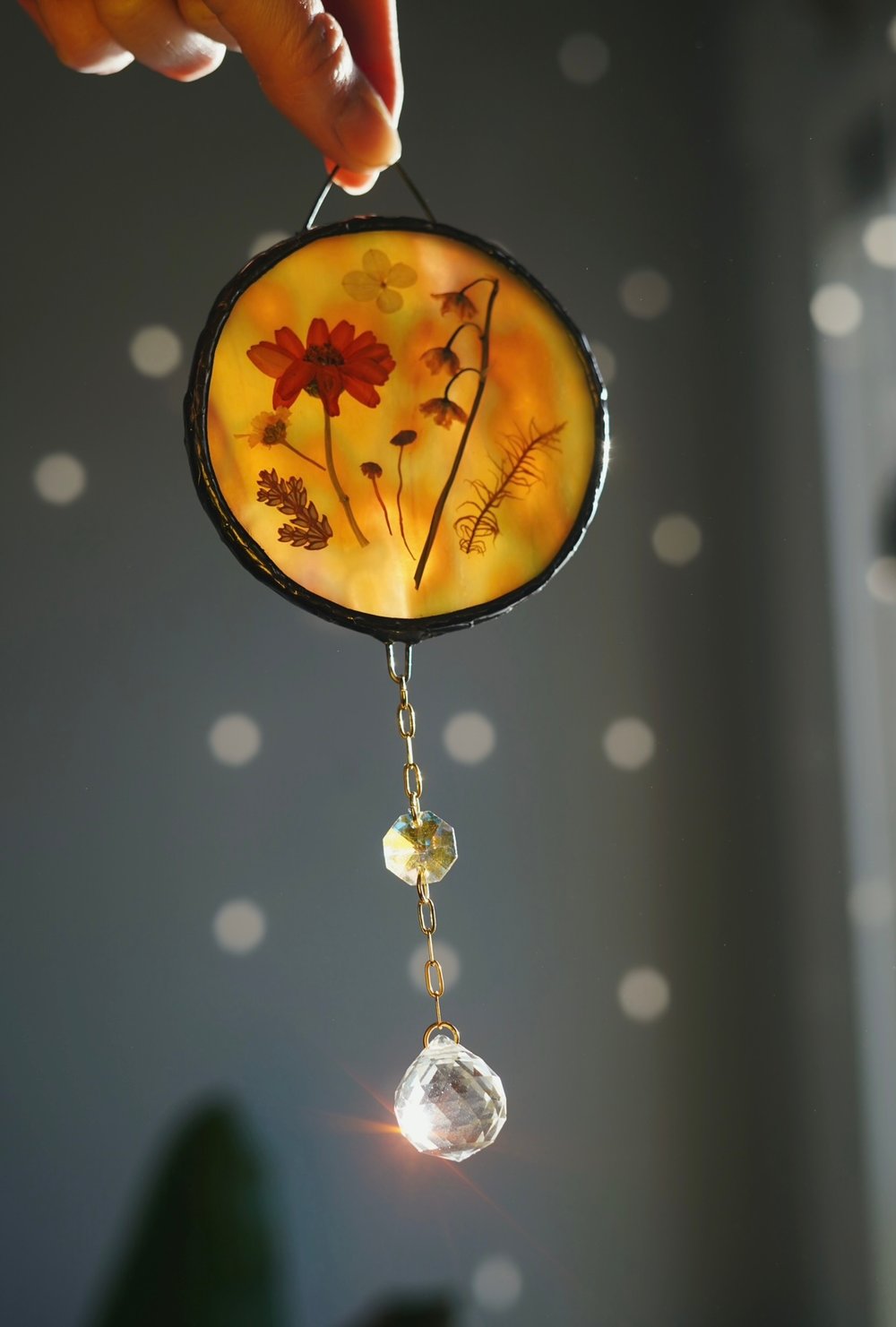 Multicolored Glass w/Pressed Flowers