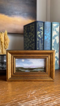 Image 2 of Beauty Over the Marsh - Framed Original 2"x4" Marsh & Moon Oil Painting