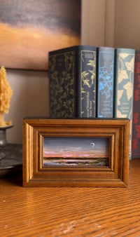 Image 2 of A Mood - Framed Original 2"x4" Marsh & Moon Oil Painting