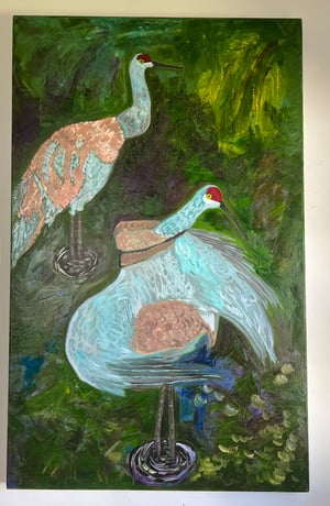 Image of Sandhill Cranes -original oil painting