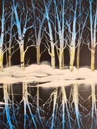 Image 3 of Reflection of Birches - 20" x 16" Oil Painting