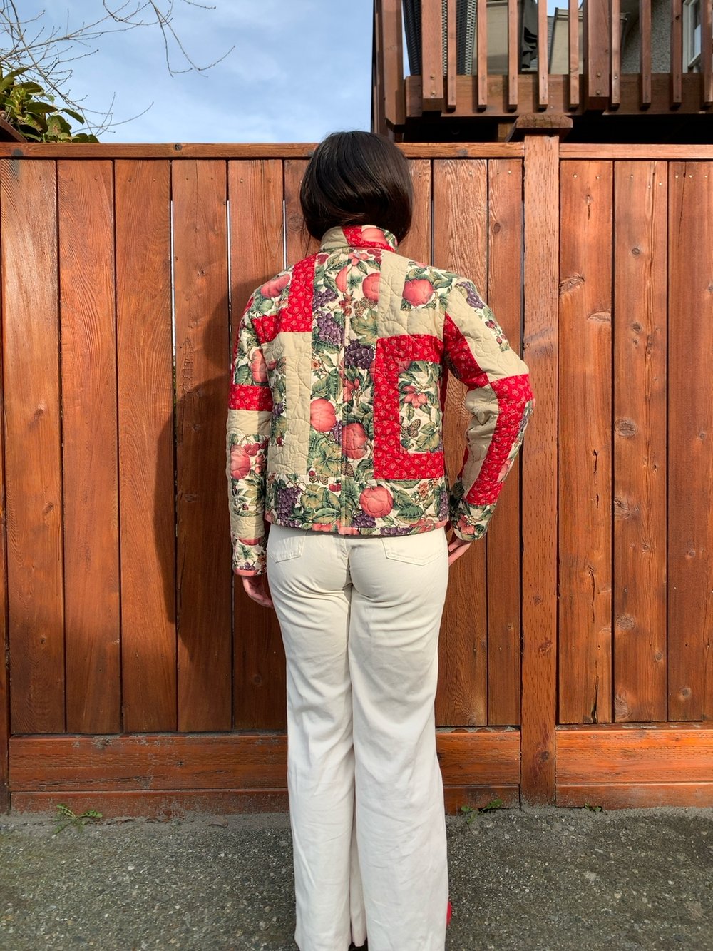 Image of Quilt Mandarin Collared Chore Coat — Botanical Illustrations