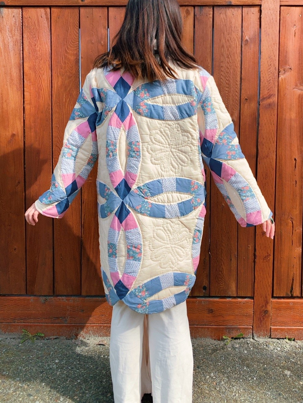 Image of Quilt Collared Coat — Double Wedding Ring