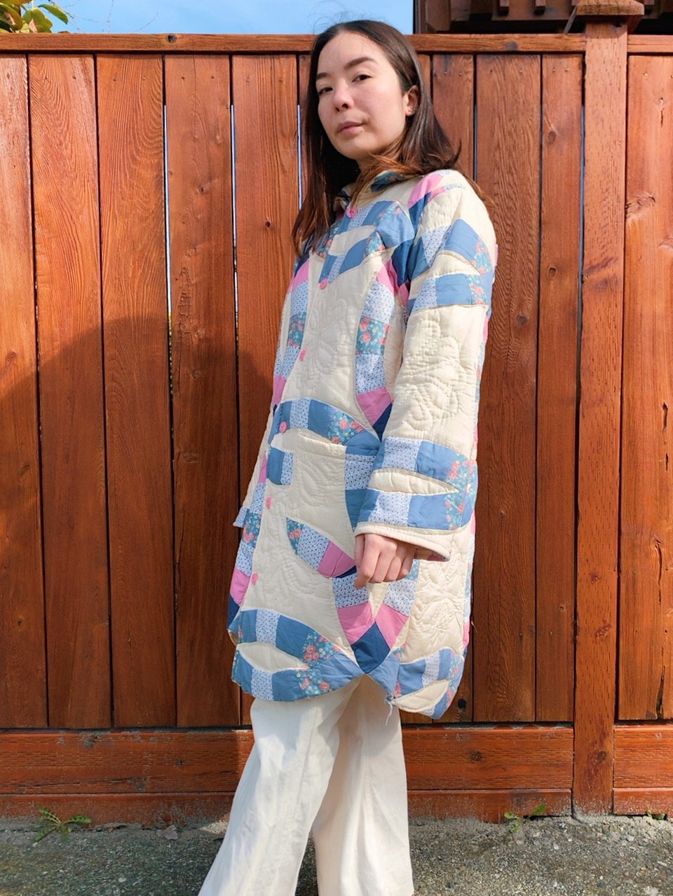 Image of Quilt Collared Coat — Double Wedding Ring
