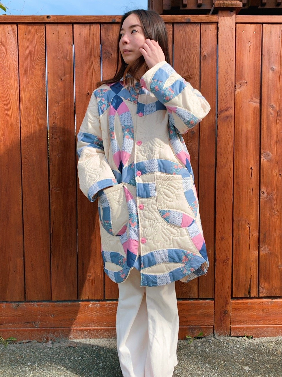 Image of Quilt Collared Coat — Double Wedding Ring