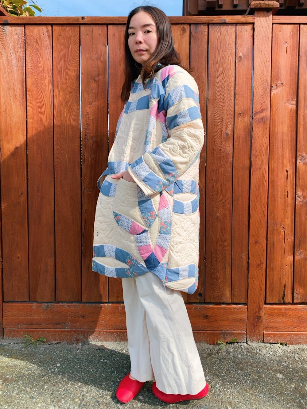 Image of Quilt Collared Coat — Double Wedding Ring