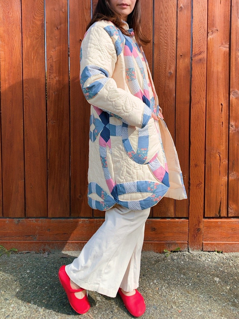 Image of Quilt Collared Coat — Double Wedding Ring
