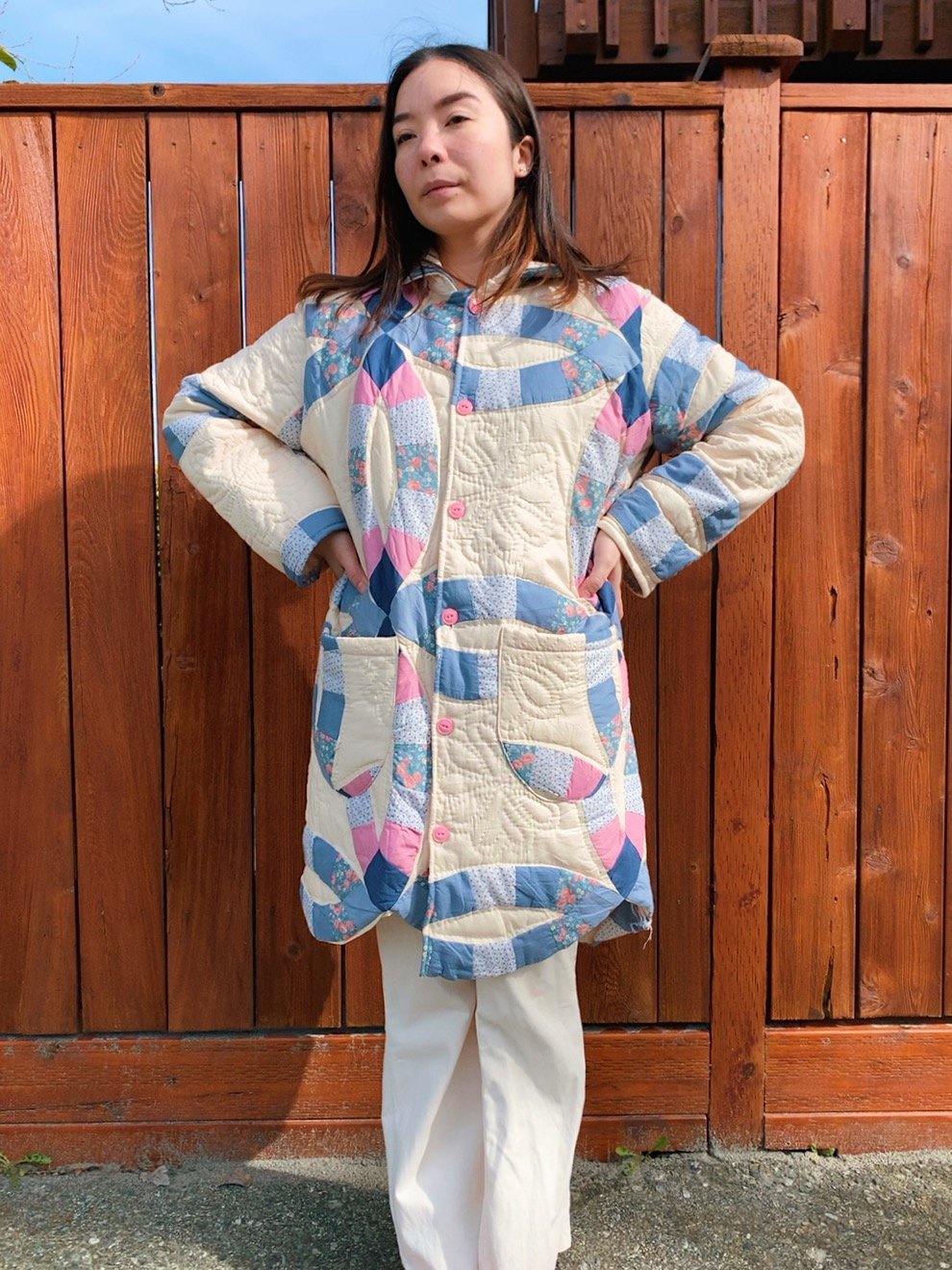 Image of Quilt Collared Coat — Double Wedding Ring