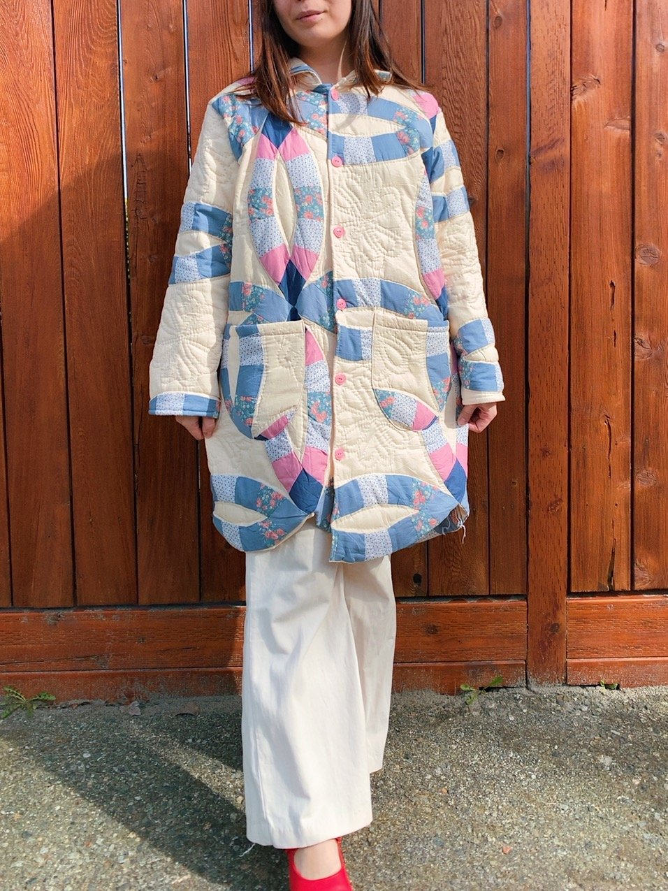 Image of Quilt Collared Coat — Double Wedding Ring