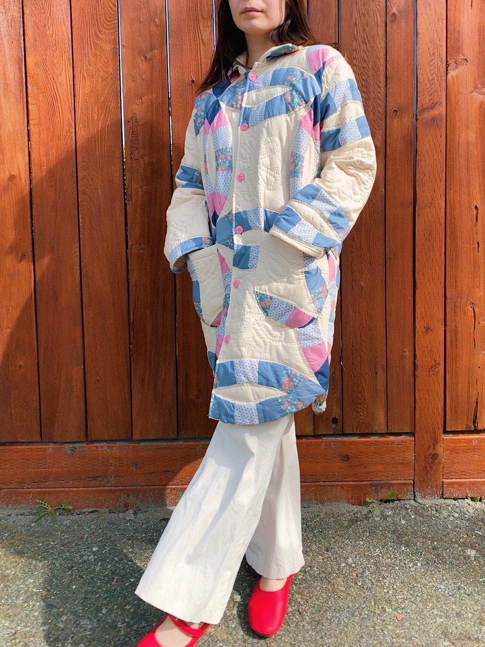 Image of Quilt Collared Coat — Double Wedding Ring