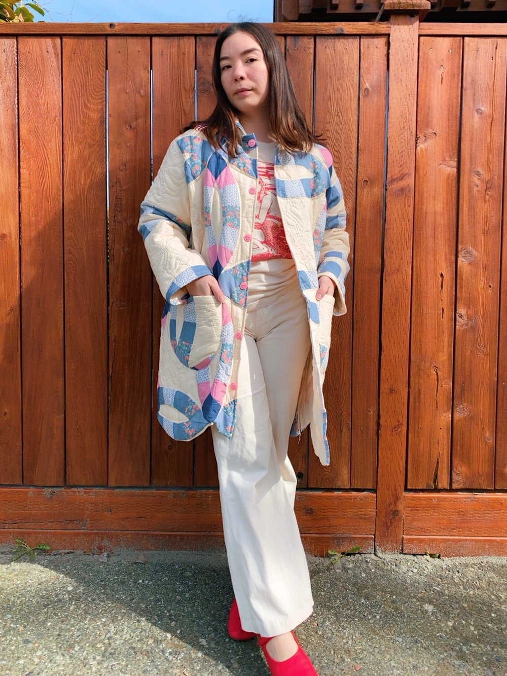 Image of Quilt Collared Coat — Double Wedding Ring