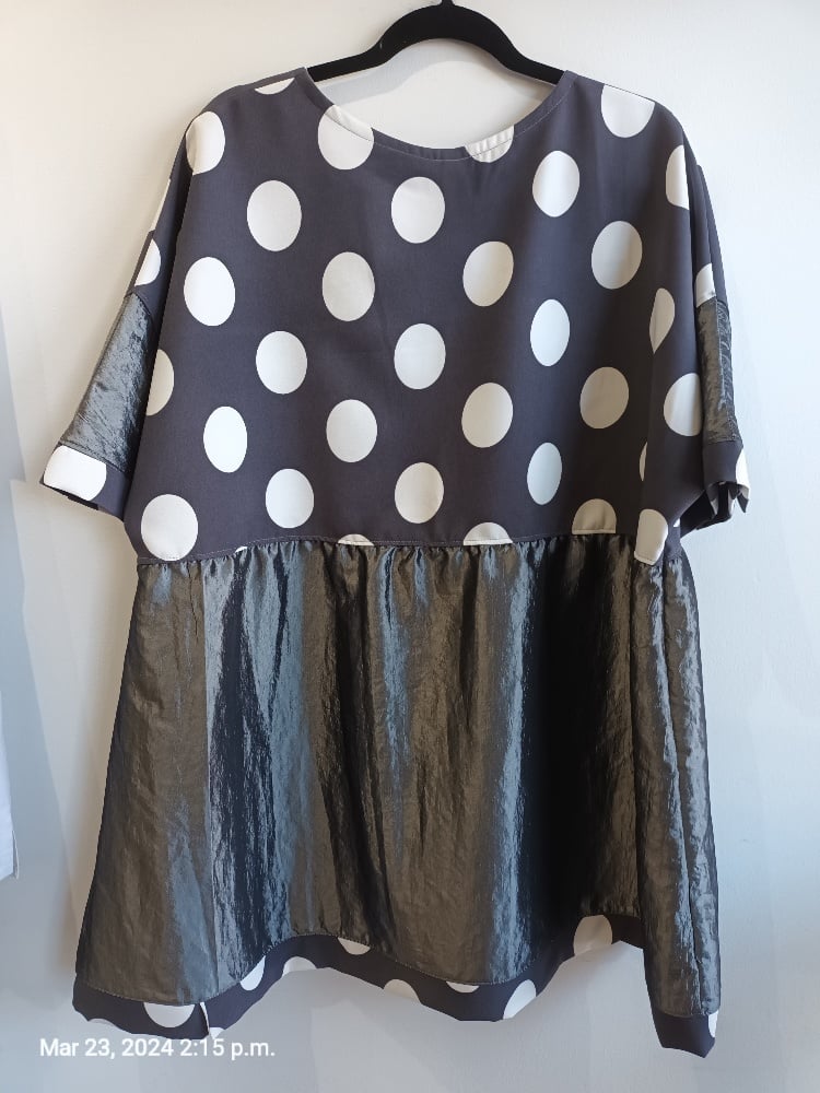 Image of grey polkadots fabric collage baby-doll
