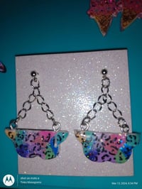 cheetah print earrings with chain 