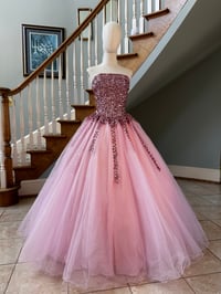 Image 1 of 1980s Pink Sequin Ballgown