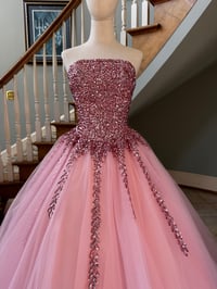 Image 2 of 1980s Pink Sequin Ballgown