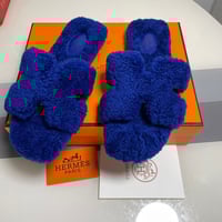 Image 1 of WOMENS SMURF BLUE HERM SLIDES