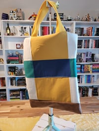 Image 7 of Color Block patchwork tote bag 