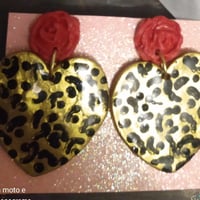 heart earrings with rose stud holder 