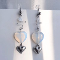 Image 2 of opalite heart earrings