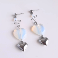 Image 1 of opalite heart earrings