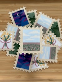Image 2 of Stamp Stickers - Coquette Tulip, Tropical Plants, Flower Field, Dreamland - Glossy & Waterproof