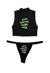 Image 1 of ANTI SOCIAL STAR CROPPED TURTLE-NECK SET