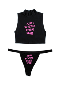 Image 2 of ANTI SOCIAL STAR CROPPED TURTLE-NECK SET