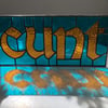 Stained Glass CUNT - teal & amber