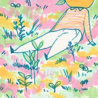 Lemon Sitting in the Grass - Original Drawing 4x4"