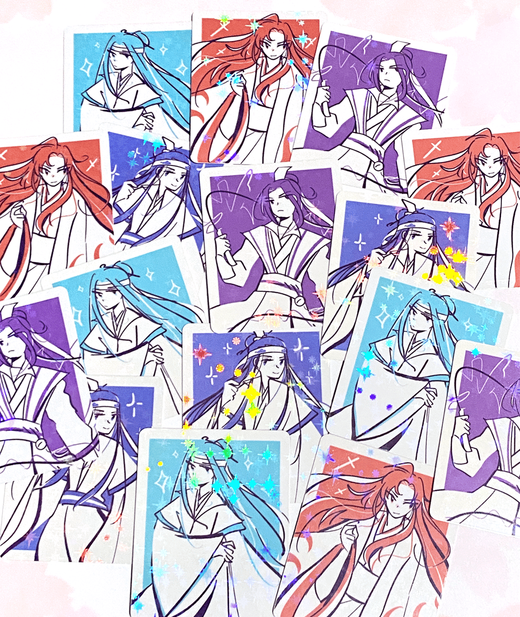 MDZS Neons (wwx, lwj, jc, lxc) Twinkle Dust Die Cut Sticker