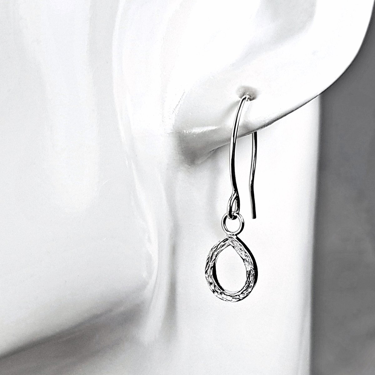 Image of Handmade Sterling Silver Teardrop Earrings, Silver Drop Earrings