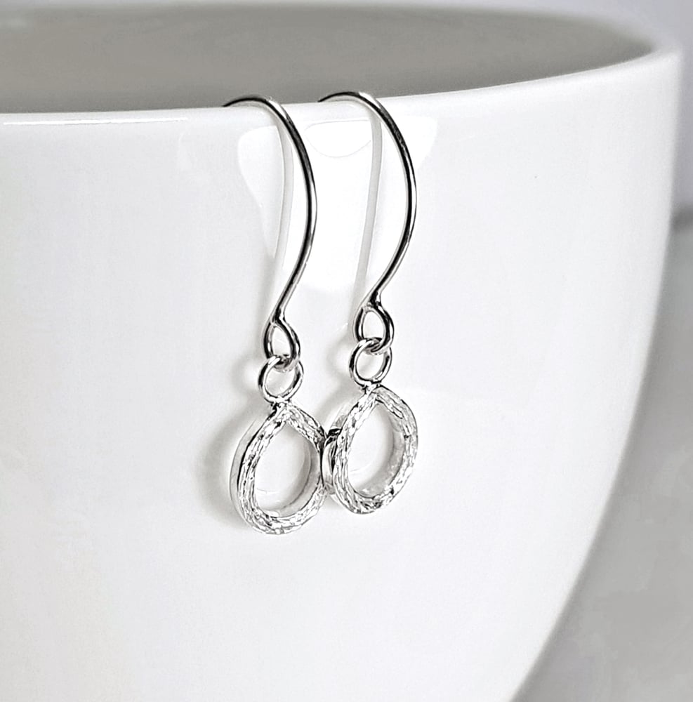 Image of Handmade Sterling Silver Teardrop Earrings, Silver Drop Earrings