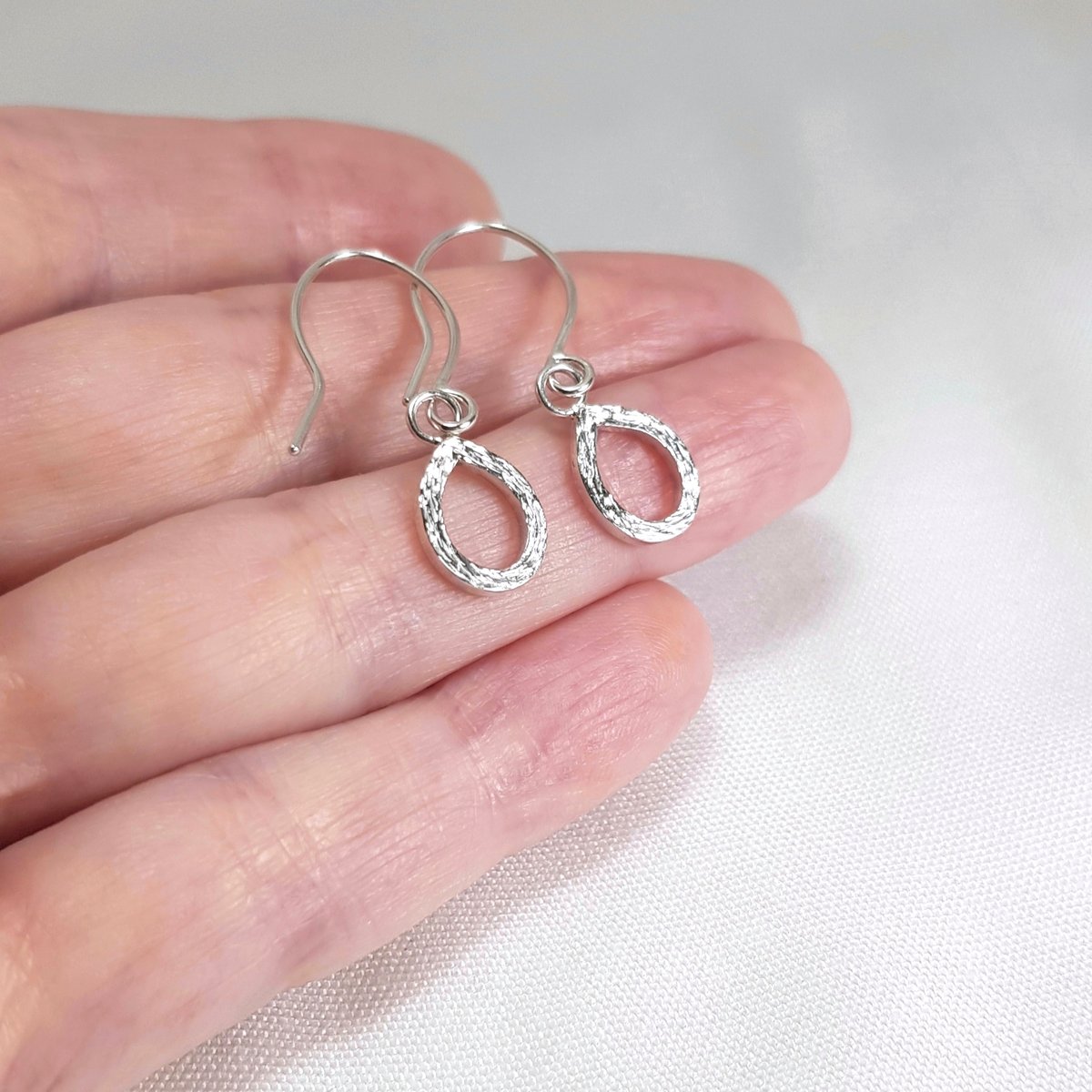 Image of Handmade Sterling Silver Teardrop Earrings, Silver Drop Earrings